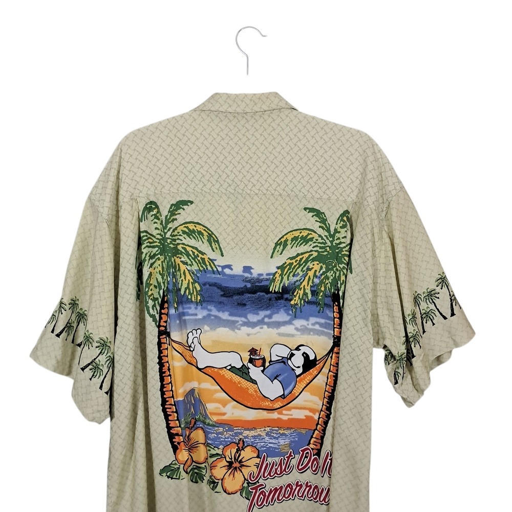 VTG 90s Big Dogs Hawaiian Camp Shirt XL Button Up Baggy Resortwear Travel Beach - Picture 5 of 10